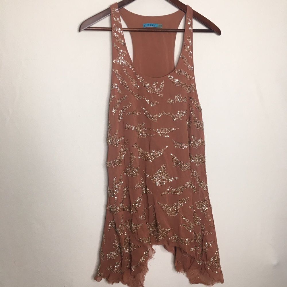Alice + Olivia Sequin Asymmetrical  Mini Dress Sz M